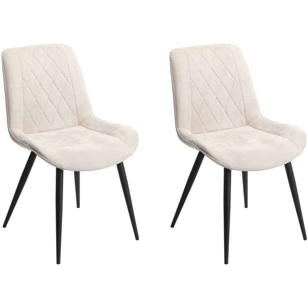 Aspen Set of 2 Diamond Stitch Dining Chair - Natural