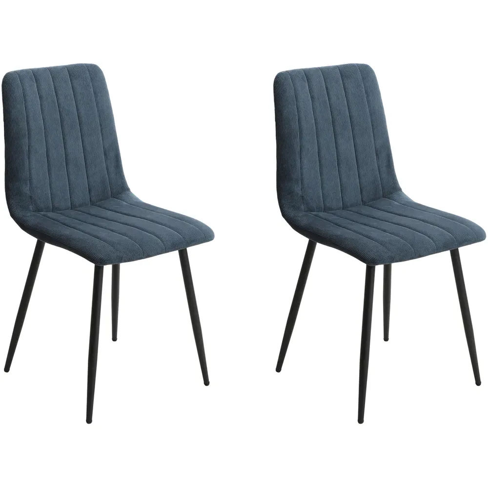 Aspen Set of 2 Dining Chairs with Straight Stitch - Blue