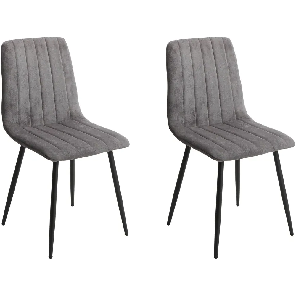 Aspen Set of 2 Dining Chairs with Straight Stitch - Grey