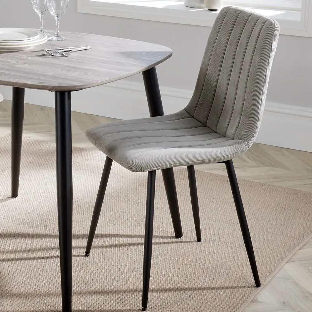Aspen Set of 2 Dining Chairs with Straight Stitch - Grey