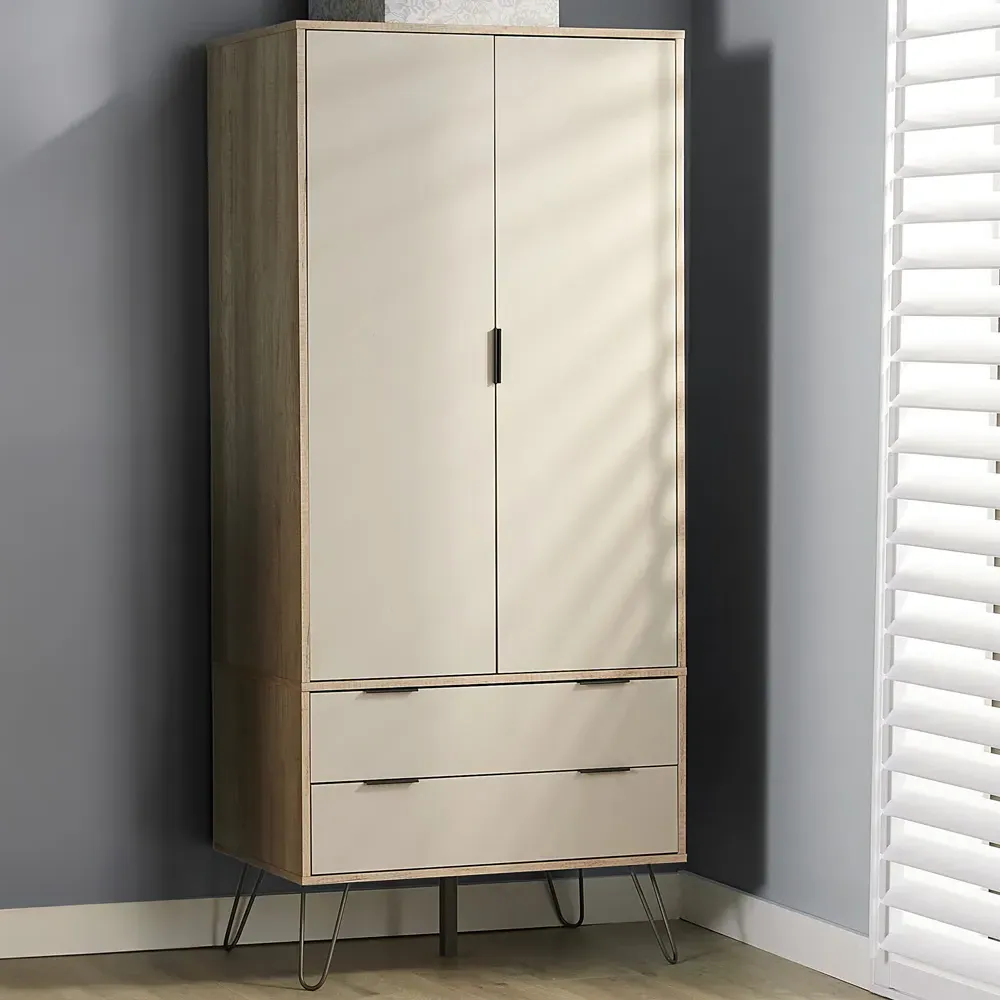 Augusta 2 Door 2 Drawer Wardrobe - Brown image