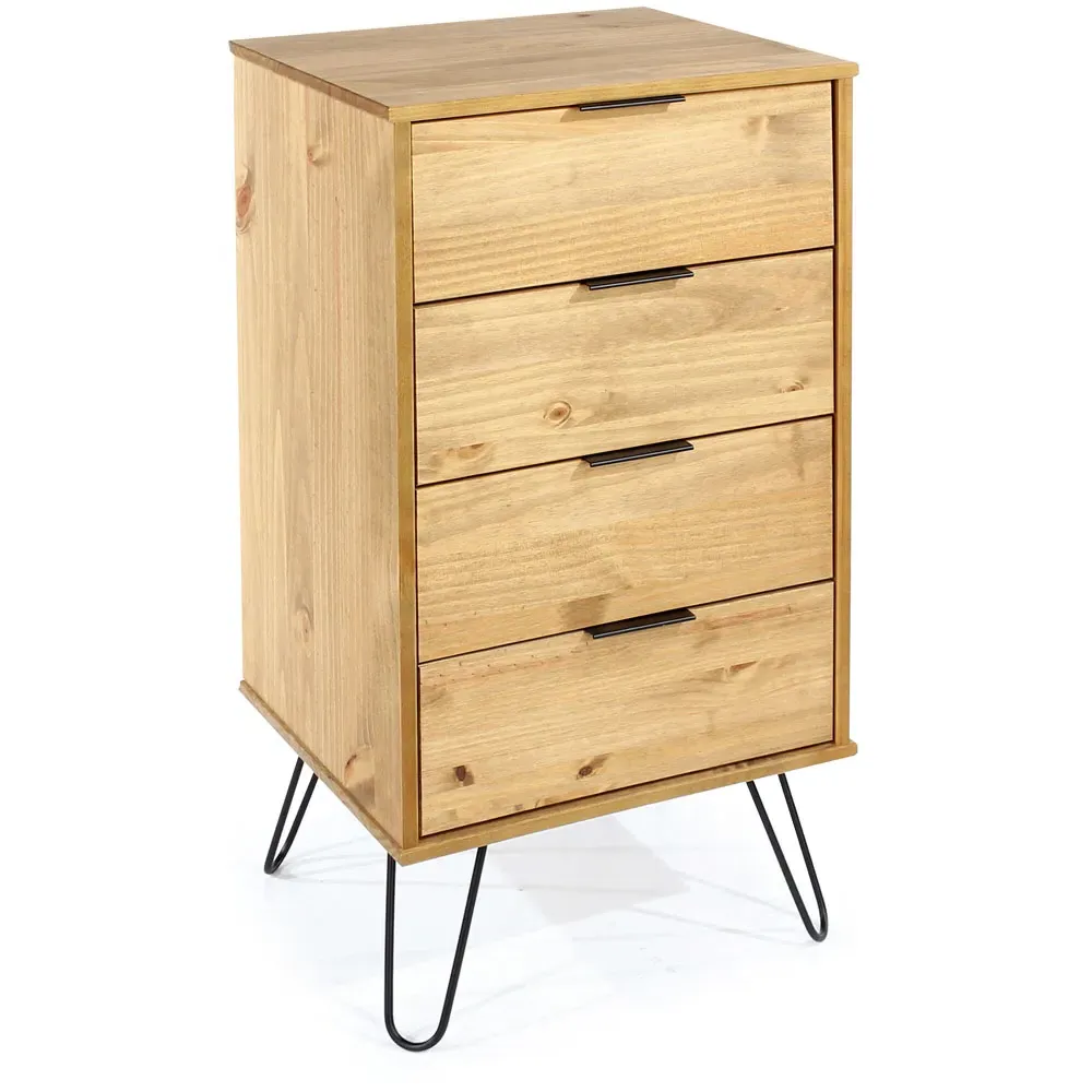 Augusta 4 Drawer Narrow Chest of Drawers - Brown, Pine