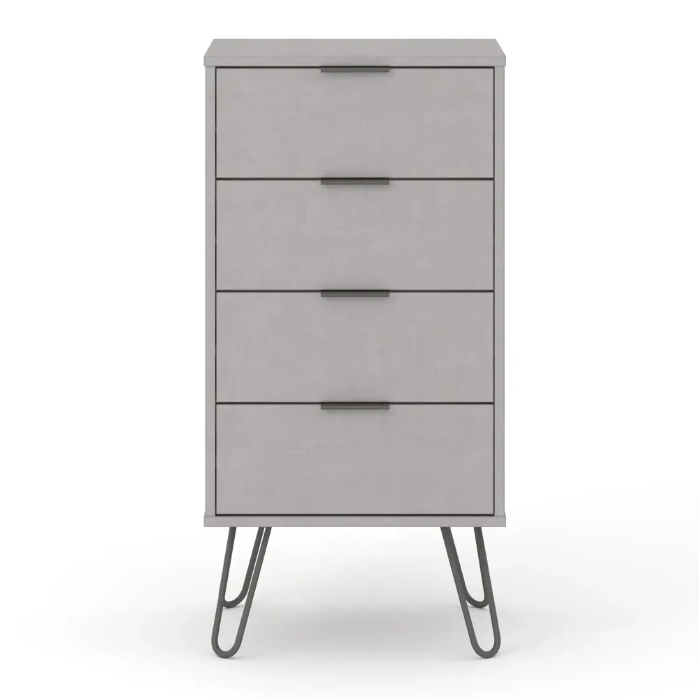 Augusta 4 Drawer Narrow Chest of Drawers - Grey