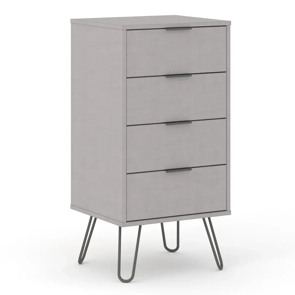 Augusta 4 Drawer Narrow Chest of Drawers - Grey