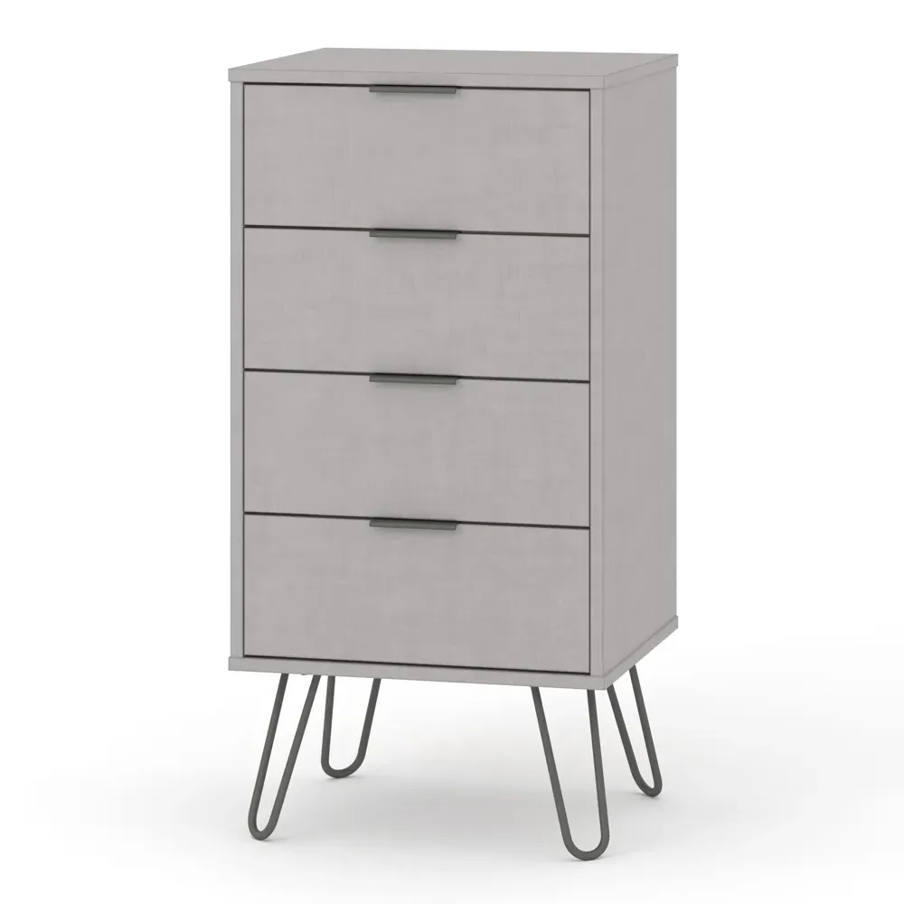 Augusta 4 Drawer Narrow Chest of Drawers - Grey