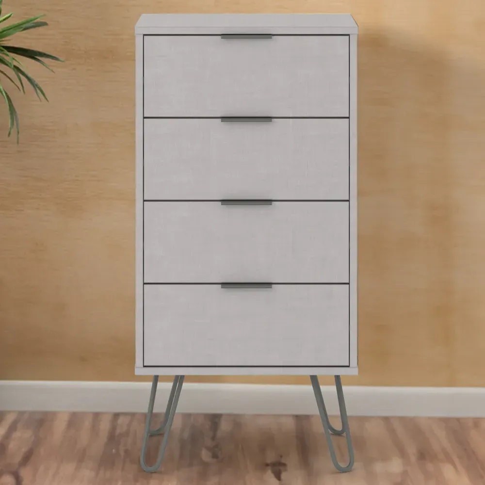 Augusta 4 Drawer Narrow Chest of Drawers - Grey image