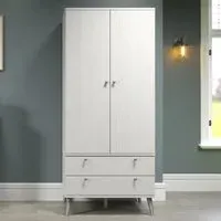 Augusta Curve 2 Door 2 Drawer Wardrobe - White, Pine