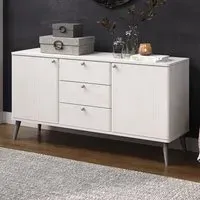 Augusta Curve 2 Door 3 Drawer Medium Sideboard - White, Pine