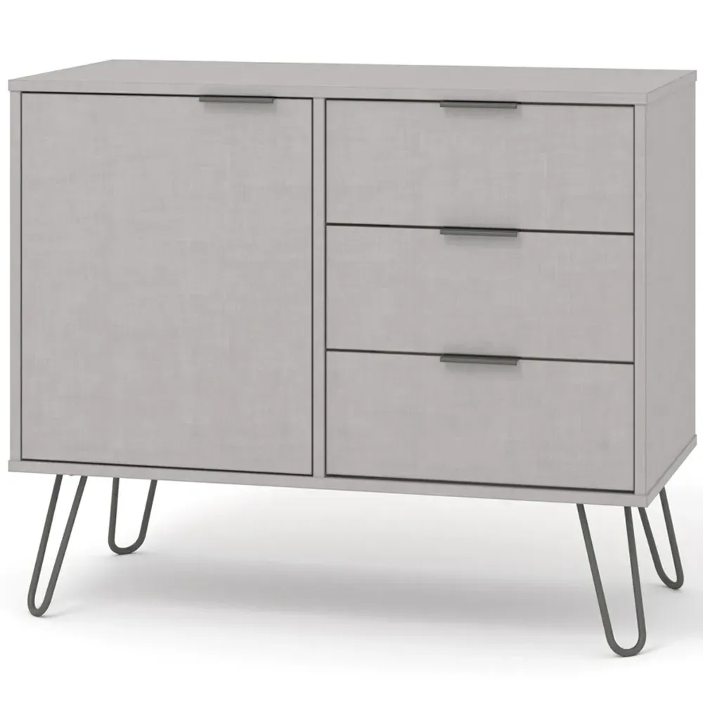 Augusta Single Door 3 Drawer Small Sideboard - Grey