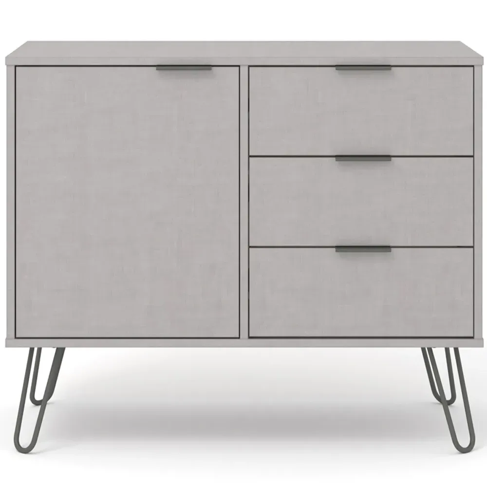 Augusta Single Door 3 Drawer Small Sideboard - Grey