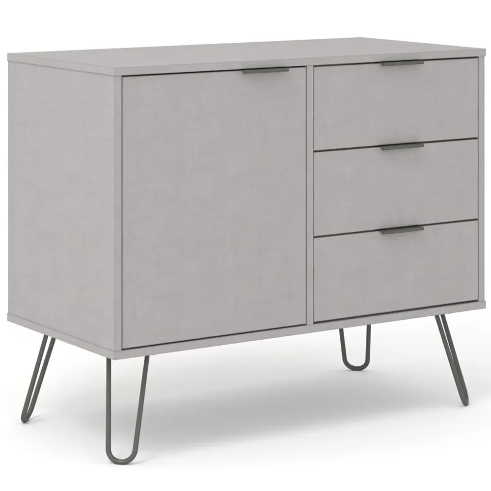 Augusta Single Door 3 Drawer Small Sideboard - Grey