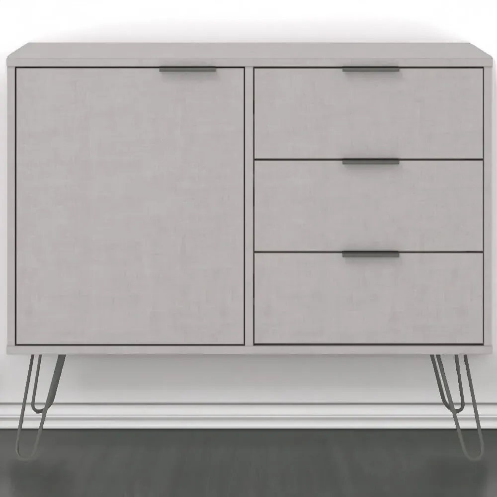 Augusta Single Door 3 Drawer Small Sideboard - Grey image