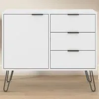 Augusta Single Door 3 Drawer Small Sideboard - White