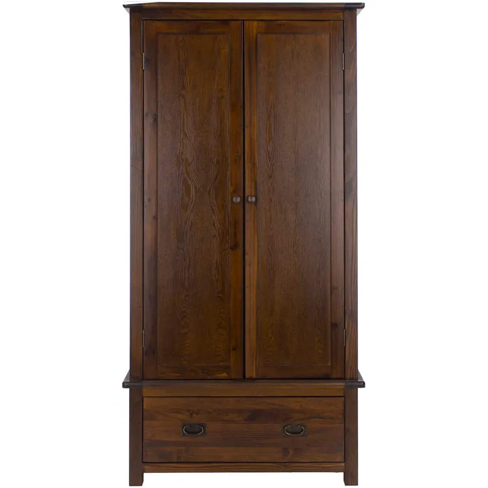 Boston 2 Door Single Drawer Wardrobe - Brown