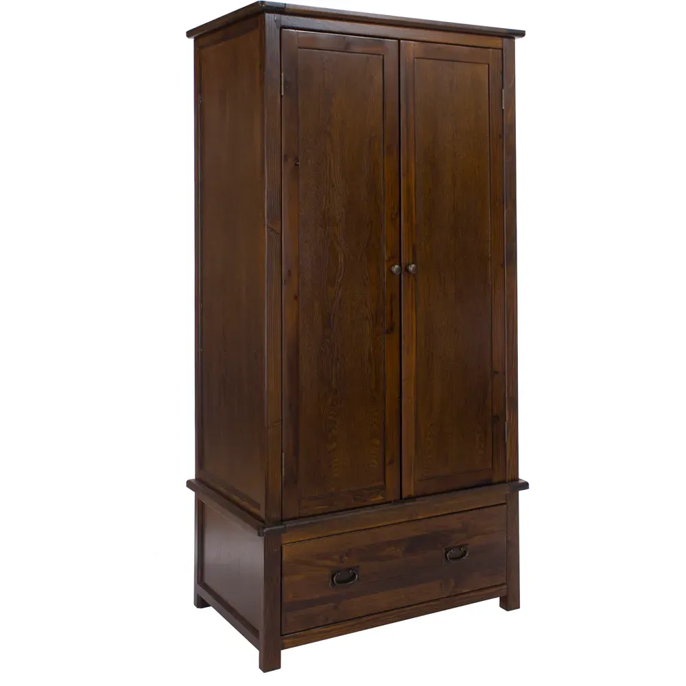 Boston 2 Door Single Drawer Wardrobe - Brown