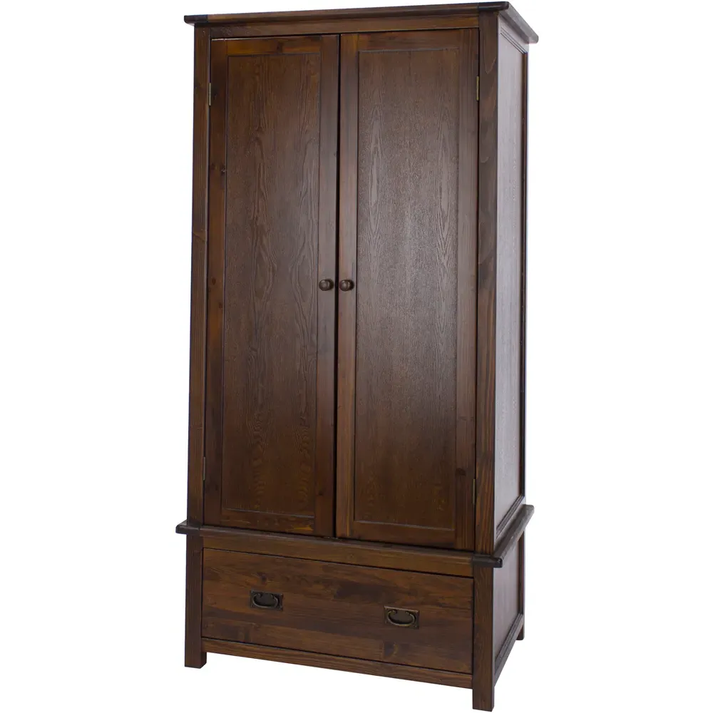 Boston 2 Door Single Drawer Wardrobe - Brown