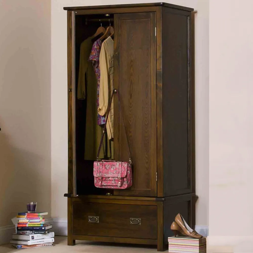 Boston 2 Door Single Drawer Wardrobe - Brown