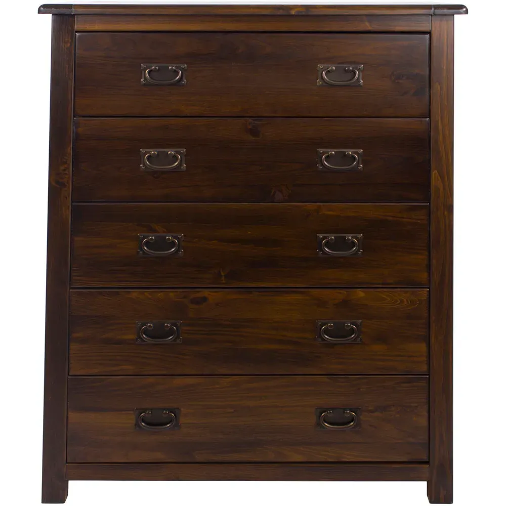 Boston 5 Drawer Chest of Drawers - Brown