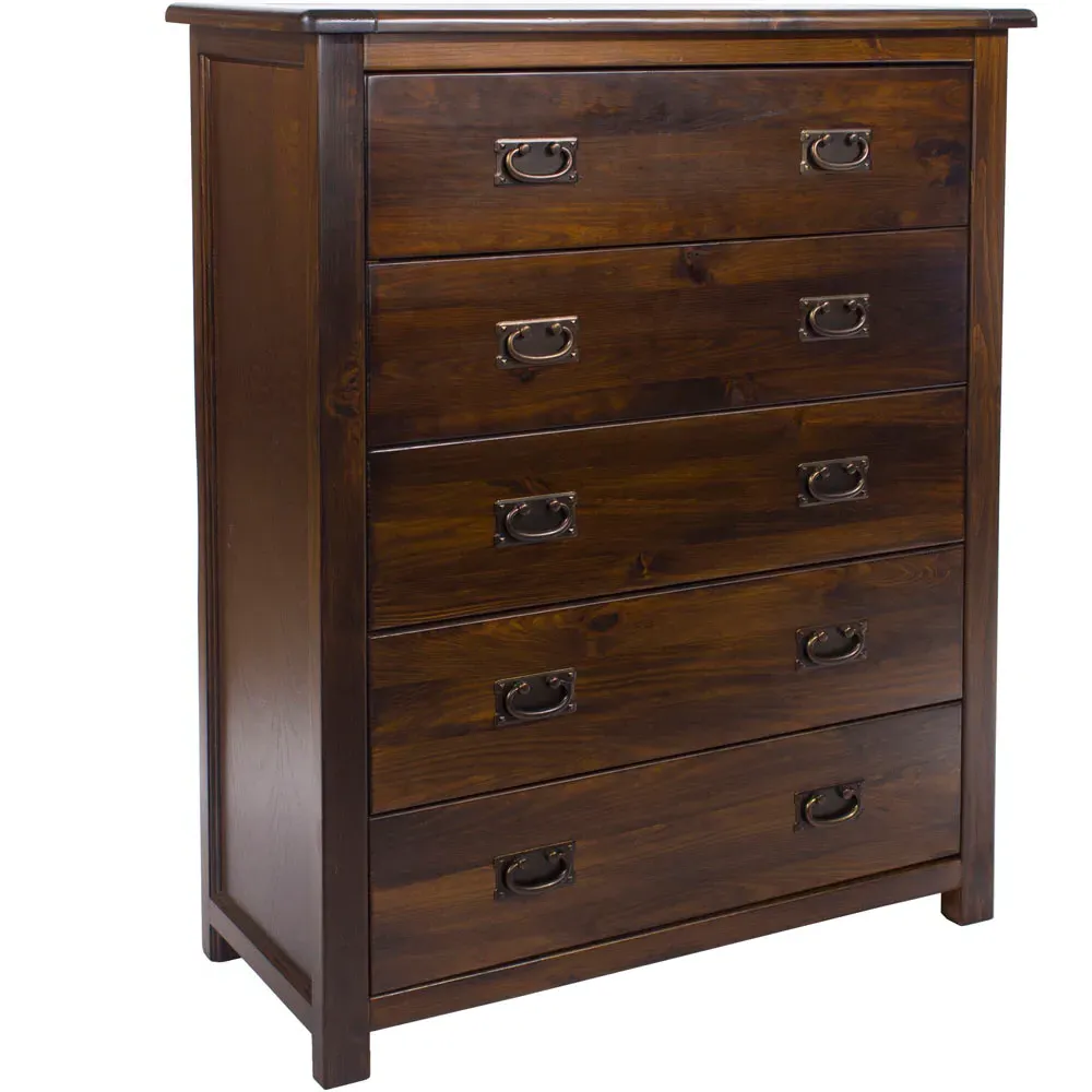 Boston 5 Drawer Chest of Drawers - Brown
