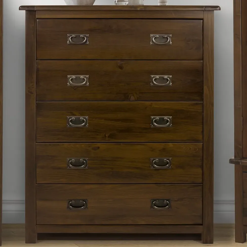 Boston 5 Drawer Chest of Drawers - Brown image