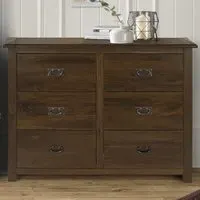Boston 6 Drawer Wide Chest of Drawers - Brown