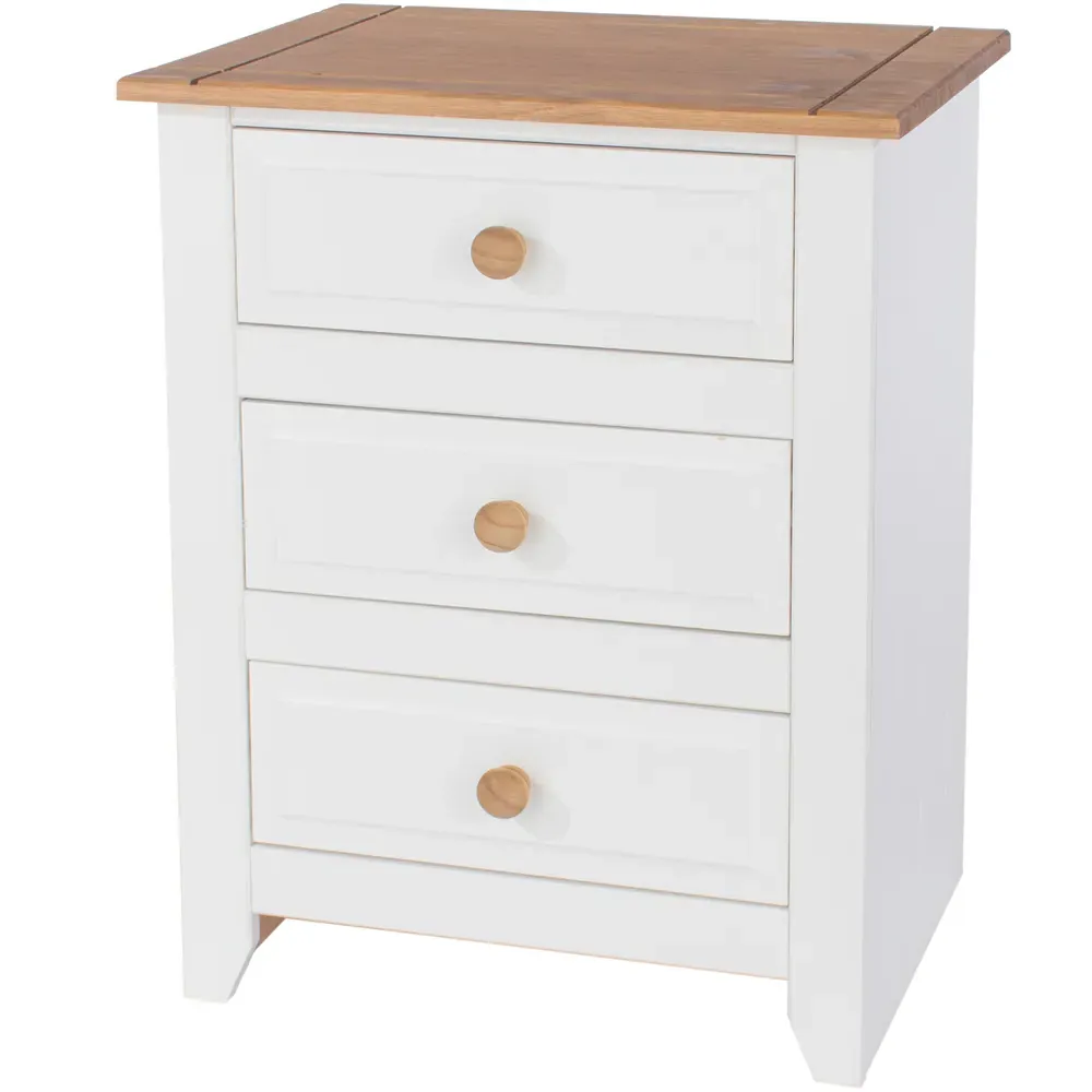 Capri 3 Drawer Bedside Table - White, Pine