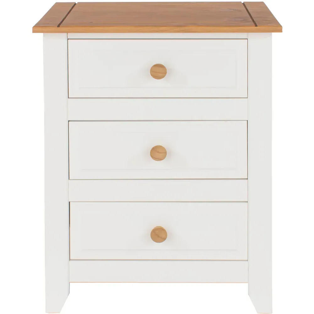 Capri 3 Drawer Bedside Table - White, Pine