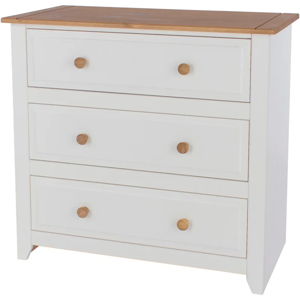 Capri 3 Drawer Chest of Drawers - White, Pine