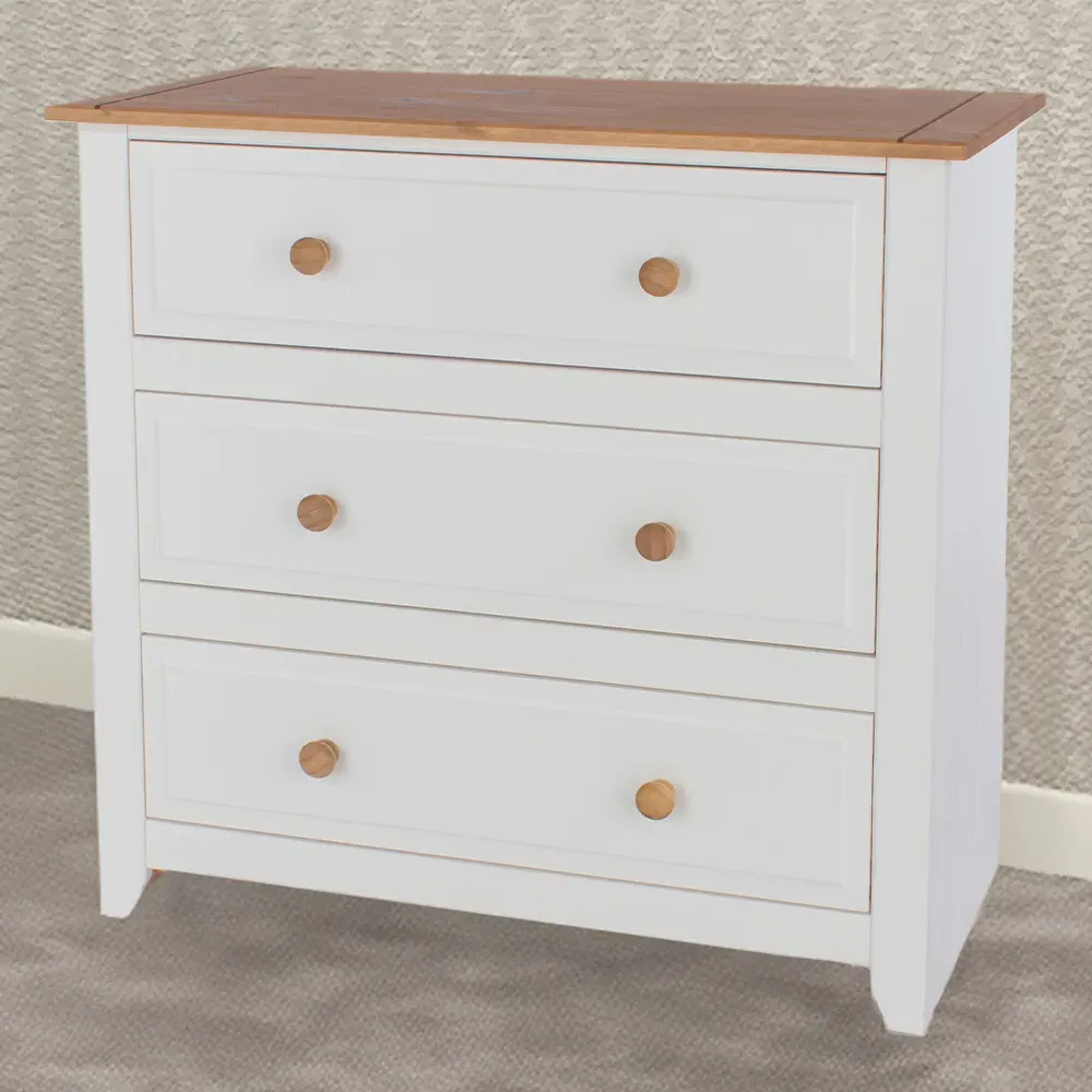 Capri 3 Drawer Chest of Drawers - White, Pine image