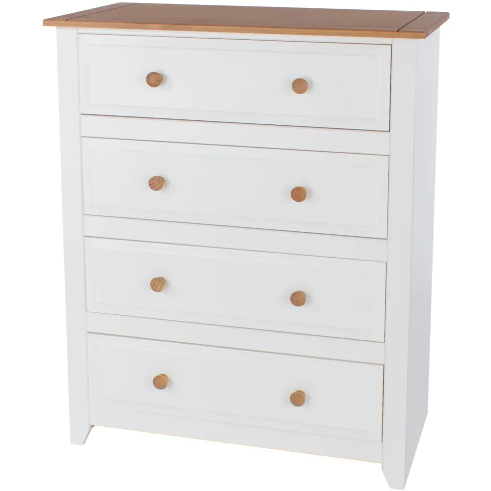 Capri 4 Drawer Chest of Drawers - White, Pine