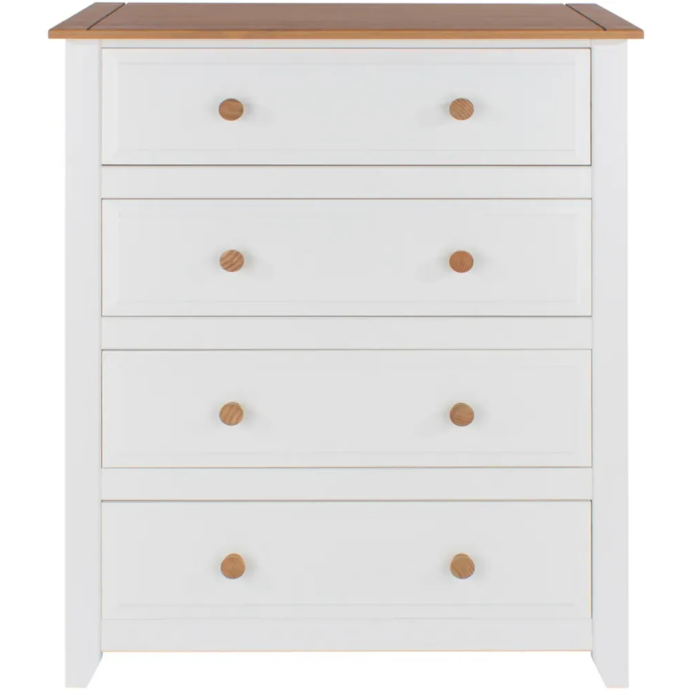 Capri 4 Drawer Chest of Drawers - White, Pine