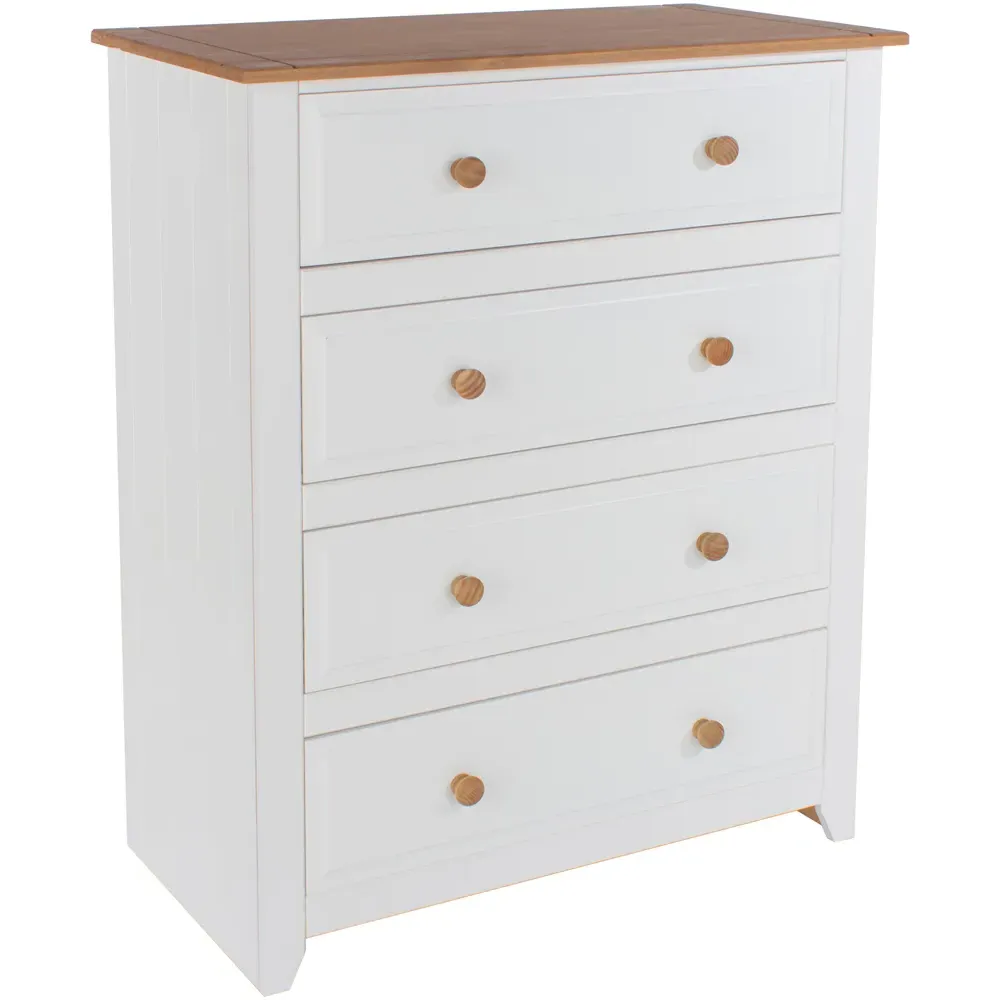 Capri 4 Drawer Chest of Drawers - White, Pine