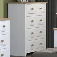 Capri 4 Drawer Chest of Drawers - White, Pine