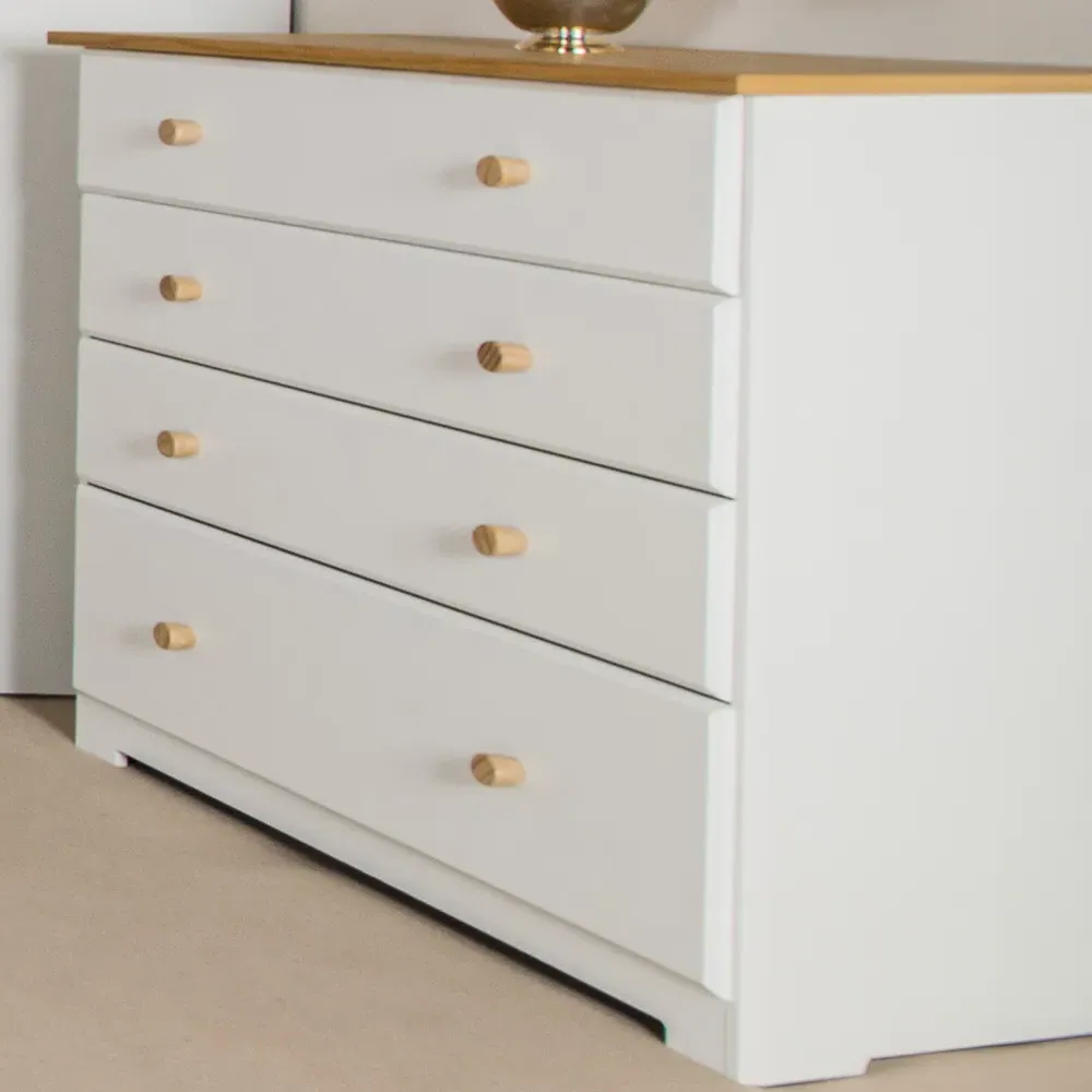 Colorado 4 Drawer Chest of Drawers - White, Oak image