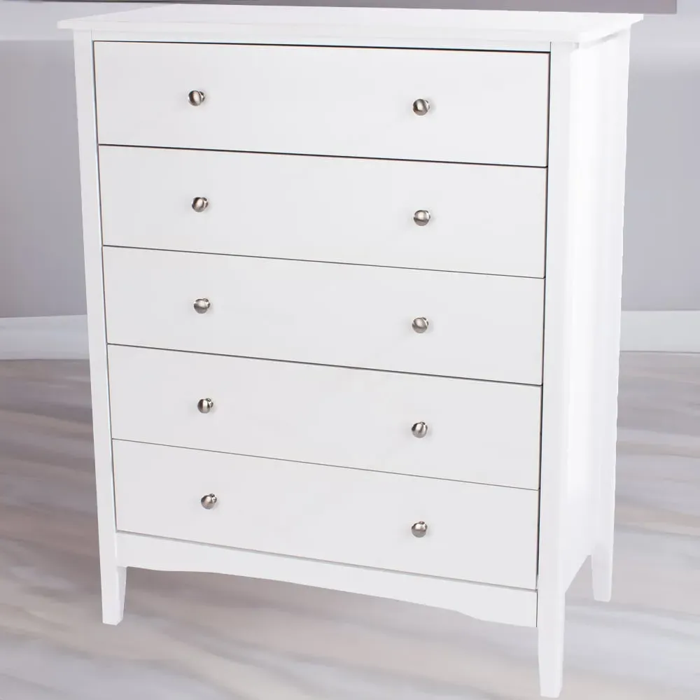 Como 5 Drawer Chest of Drawers - White