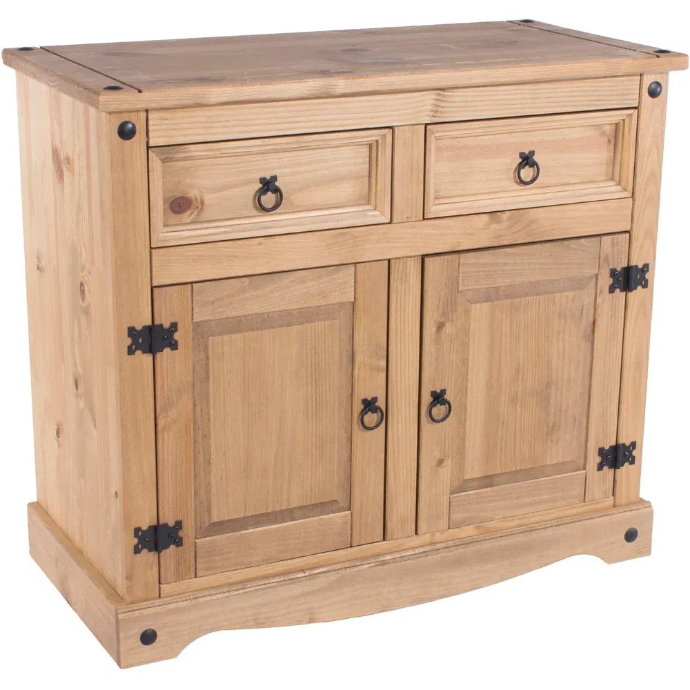 Corona 2 Door 2 Drawer Small Sideboard - Brown, Pine