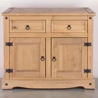 Corona 2 Door 2 Drawer Small Sideboard - Brown, Pine