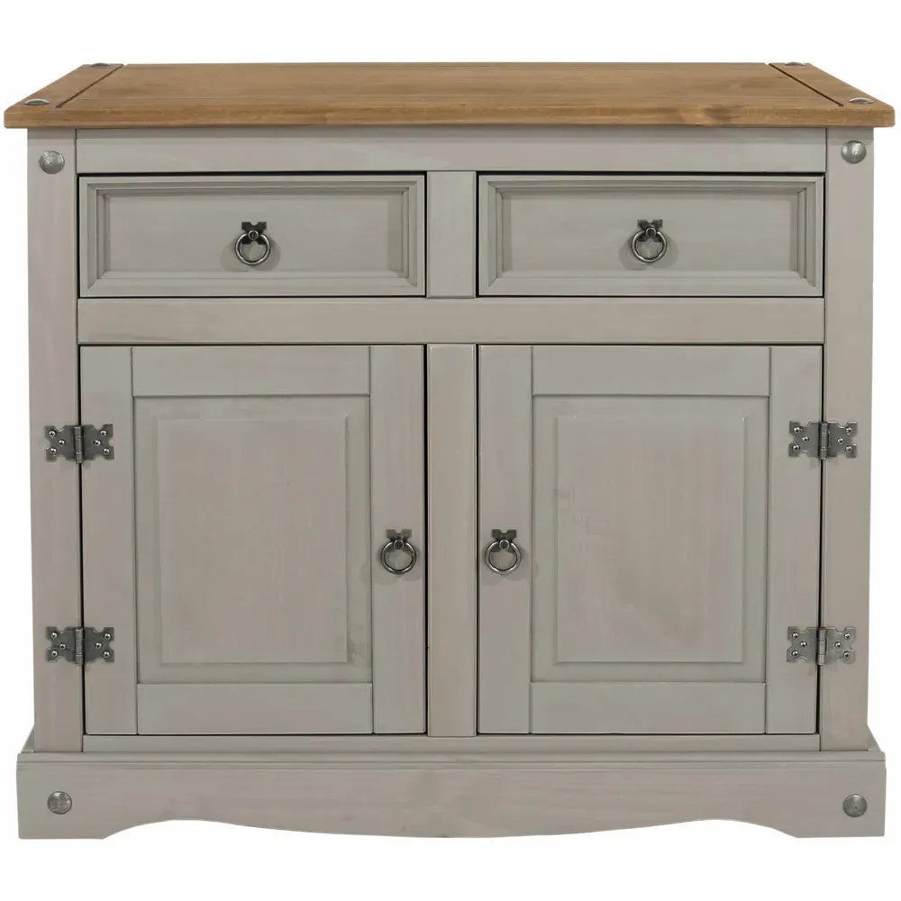 Corona 2 Door 2 Drawer Small Sideboard - Grey, Wood