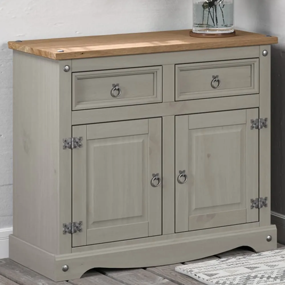 Corona 2 Door 2 Drawer Small Sideboard - Grey, Wood