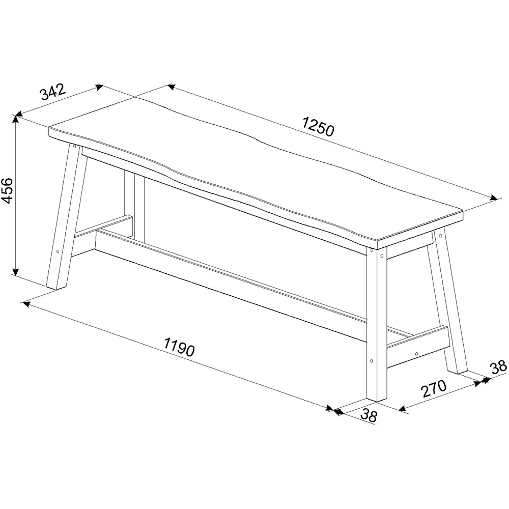 Corona 2-Seater Dining Bench - Black