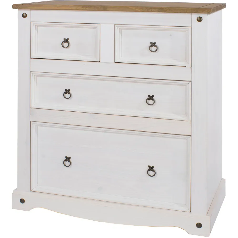 Corona 4 Drawer Chest of Drawers - White, Pine
