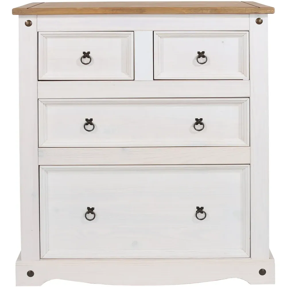 Corona 4 Drawer Chest of Drawers - White, Pine