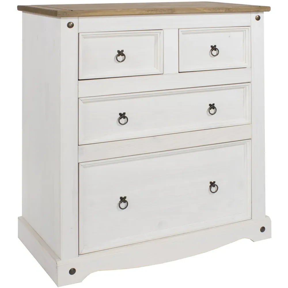 Corona 4 Drawer Chest of Drawers - White, Pine