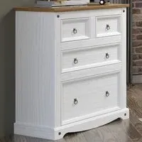 Corona 4 Drawer Chest of Drawers - White, Pine