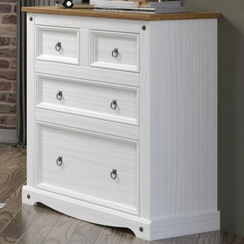 Corona 4 Drawer Chest of Drawers - White, Pine image