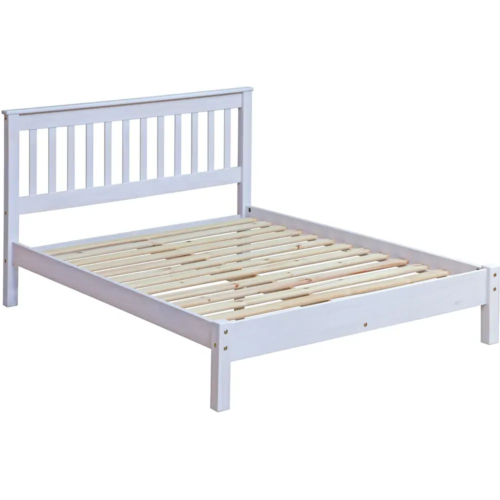 Corona Double Bed Frame - White, Pine