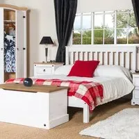 Corona Double Bed Frame - White, Pine