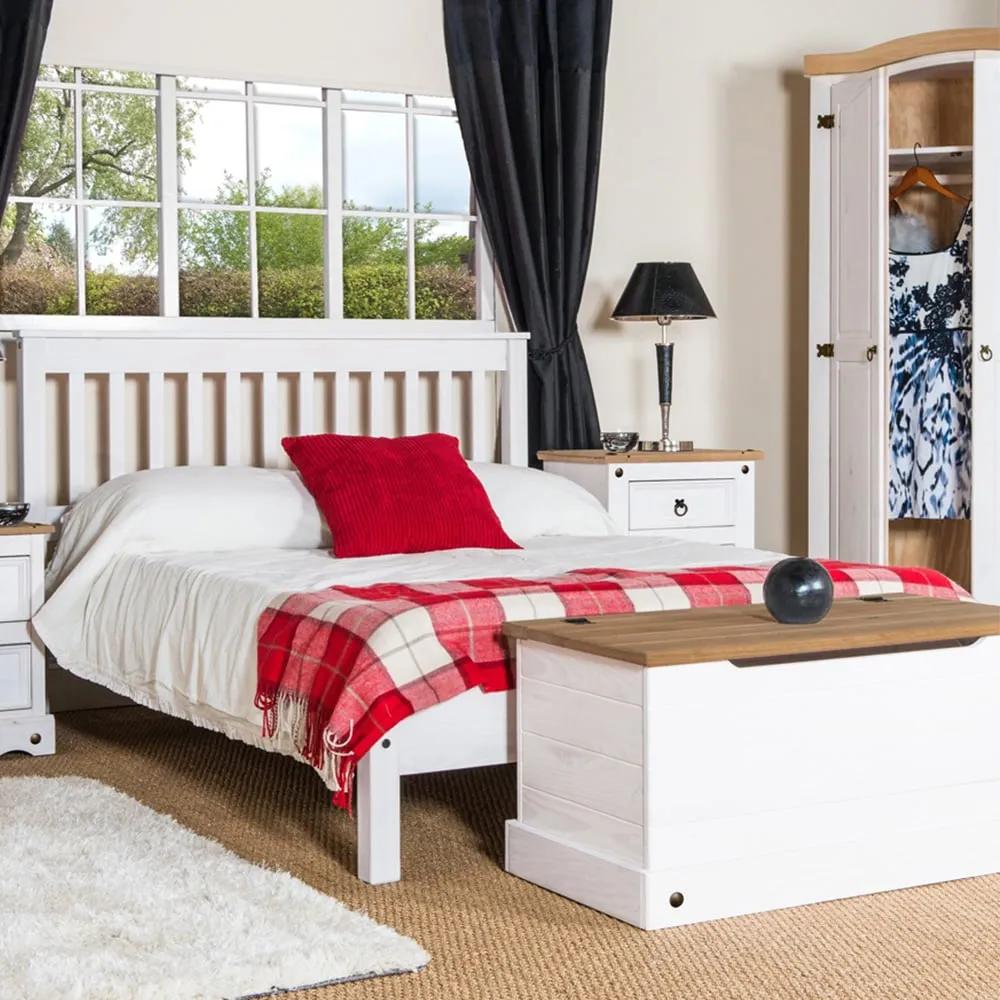Corona Double Bed Frame - White, Pine