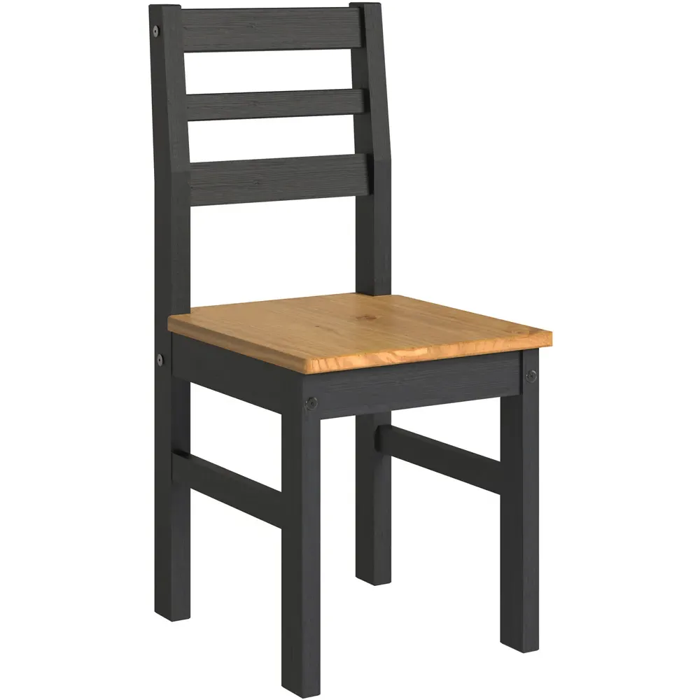 Corona Linea Set of 2 Ladder Back Dining Chairs - Black, Pine