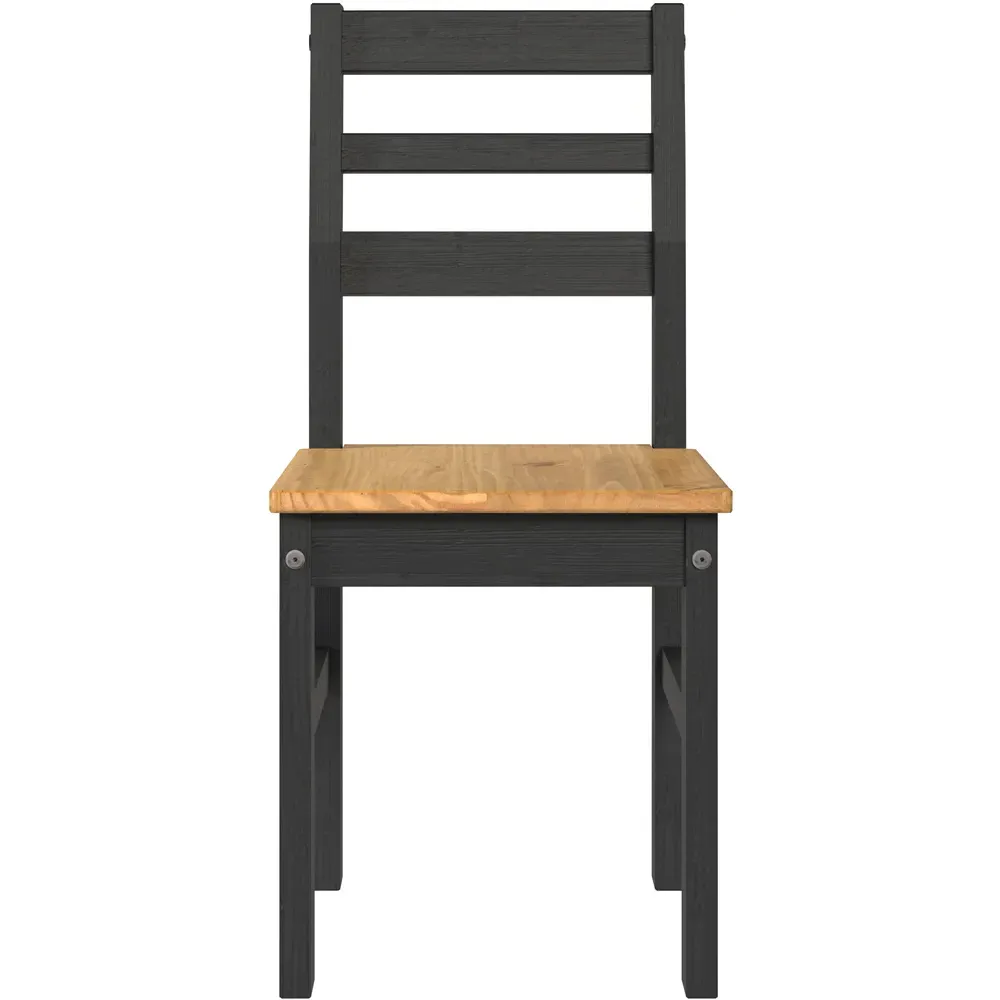 Corona Linea Set of 2 Ladder Back Dining Chairs - Black, Pine